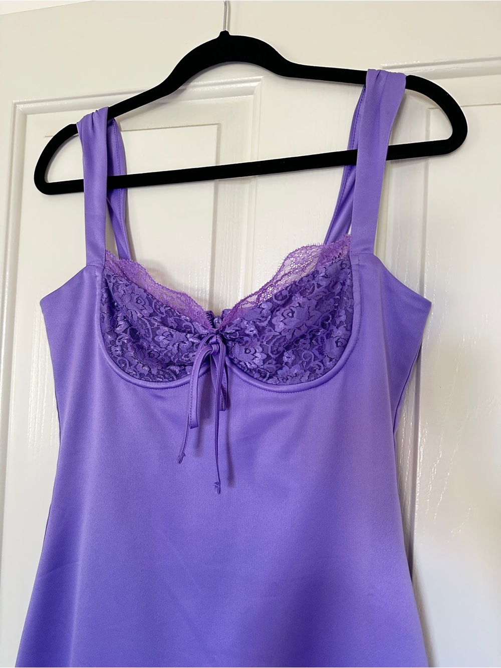 Lavender Lace-Trim Slip Dress - M